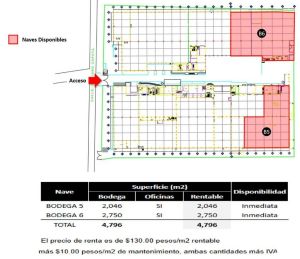 Plano de distribucion bodega 2046m2 parque industrial toluca - A.R.C. Inmobiliaria