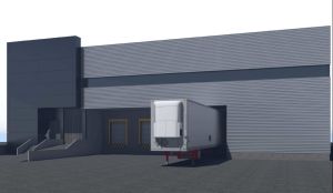 Rampa niveladora y puerta de acceso vehicular bodega 2750m2 - A.R.C. Inmobiliaria